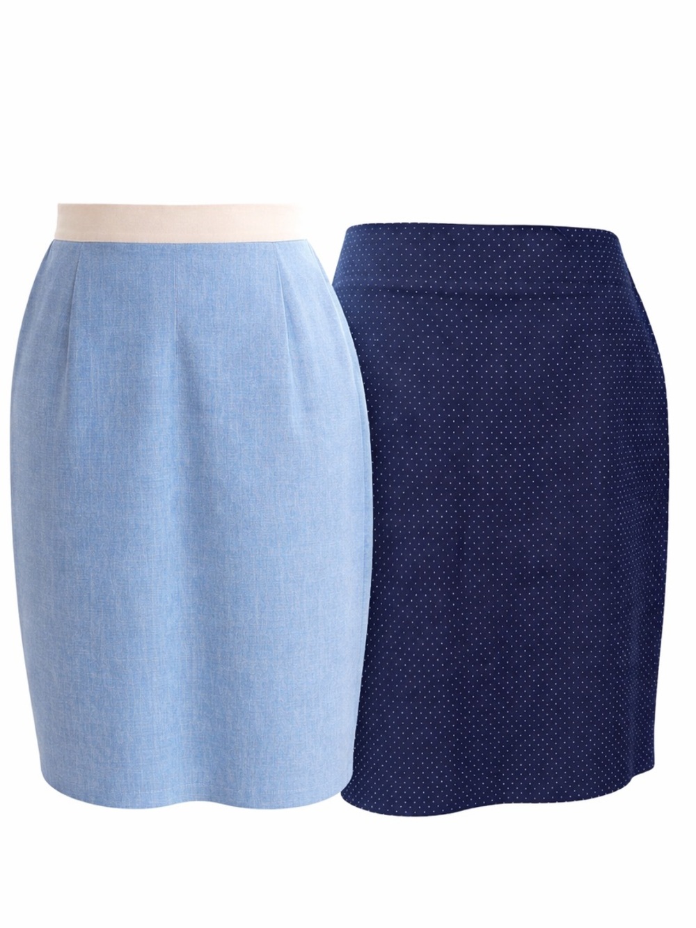 Bundle of Two Mini Skirts Cynthia Rowley Navy Polka Dot & Ann Taylor Gray Size 4